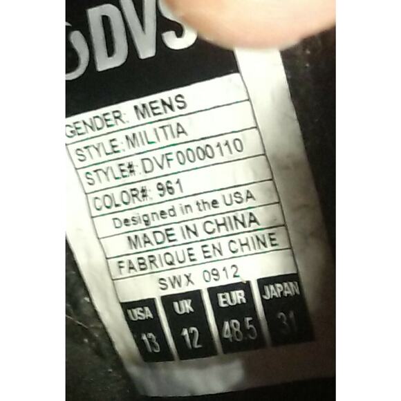 DVS Skateboard Skate Shoes Militia Boot Black/Black Charcoal SZ 13 - Picture 11 of 12